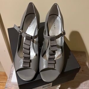 Gray Tahari Open Toe Heels